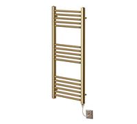 (500mm x 1000mm, No) York Flat Brushed Brass Electric Towel Rails