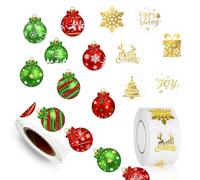 500P Thanks You Stickers +500P Red Foil Heart Stickers Self-Adhesive Envelope Sticker for Gift Birthday Party Bags Sparkling Laser Red Paper Label for Wedding (Gold Colorful Christmas Ball)