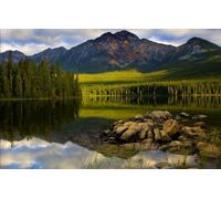 500pc Cute Jigsaw Puzzle - Every Piece is Unique - Challenging Adult Family Fun Game, Trees, Mountains, Spruce, Canada, Jasper National Park 52x38CM