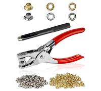 500Pcs 1/4 Inch Grommet Tool Kit, Leather Hole Punch Pliers, Grommets Kit with 500 Metal Eyelets in Gold and Silver for Leather, Shoes, Fabric, Belts