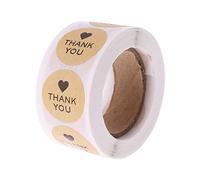 500Pcs 1" Inch Thank You Sticker Natural Kraft Adhesive Labels Roll Round Handmade Decorations for Wedding Party Birthday Baking Sealing Packaging Good serviceDurability