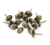 500Pcs 11 x 16mm Upholstery Tacks Furniture Nails Studs Chrysanthemum Pattern Retro Bronze Iron Nails Pins for Sofa Cork Fixed Decoration