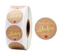 500pcs 1Inch Kraft Thank You for Celebrating with US Stickers Wedding Seal Label Merry Christmas Stickers Roll Thank You Roll Floral Halloween Round Seal Envelope Label Christmas for Envelopes Santa