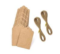 500pcs 2 * 3.5cm Kraft Paper Labels with 20m Jute Rope, Mini Hang Tags with Small Round Holes, Brown, Suitable for DIY Crafts, Christmas, Wedding Gift Decoration.