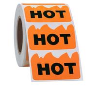 500pcs 3x5cm Fluorescent Rave Hot Flame Fire Shape Labels Marking Popular Items for Restauresent Supermarkets Stores Shops (Orange)