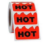 500pcs 3x5cm Fluorescent Rave Hot Flame Fire Shape Labels Marking Popular Items for Restauresent Supermarkets Stores Shops (Red)