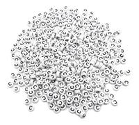 500PCS 4x7mm Acrylic Letter Beads C for Friendship Bracelet Jewellry Making, White Flat Round Acrylic with Black Alphabet Beads for DIY Crafts Bracelets Necklaces Key Chains Phone Lanyards