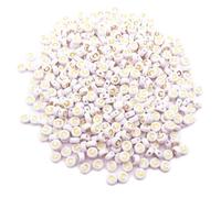500PCS 4x7mm Acrylic Letter Beads C for Friendship Bracelets Jewelry Making, White Flat Round Acrylic with Golden Alphabet Beads for DIY Crafts Bracelets Necklaces Key Chains Phone Lanyard