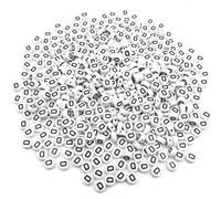500PCS 4x7mm Acrylic Letter Beads D for Friendship Bracelet Jewellry Making, White Flat Round Acrylic with Black Alphabet Beads for DIY Crafts Bracelets Necklaces Key Chains Phone Lanyards