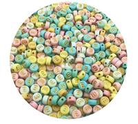 500PCS 4x7mm Acrylic Letter Beads E for Friendship Bracelets Jewelry Making, Colourful Flat Round Acrylic with Golden Alphabet Beads for DIY Crafts Bracelets Necklaces Key Chains Phone Lanyard