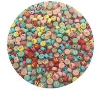 500PCS 4x7mm Acrylic Letter Beads M for Friendship Bracelets Jewelry Making, Colourful Flat Round Acrylic with Golden Alphabet Beads for DIY Crafts Bracelets Necklaces Key Chains Phone Lanyard