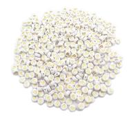 500PCS 4x7mm Acrylic Letter Beads P for Friendship Bracelets Jewelry Making, White Flat Round Acrylic with Golden Alphabet Beads for DIY Crafts Bracelets Necklaces Key Chains Phone Lanyard
