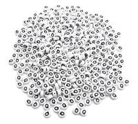 500PCS 4x7mm Acrylic Letter Beads Q for Friendship Bracelet Jewellry Making, White Flat Round Acrylic with Black Alphabet Beads for DIY Crafts Bracelets Necklaces Key Chains Phone Lanyards