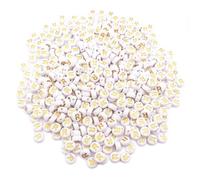 500PCS 4x7mm Acrylic Letter Beads R for Friendship Bracelets Jewelry Making, White Flat Round Acrylic with Golden Alphabet Beads for DIY Crafts Bracelets Necklaces Key Chains Phone Lanyard