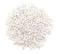 500PCS 4x7mm Acrylic Letter Beads S for Friendship Bracelets Jewelry Making, White Flat Round Acrylic with Golden Alphabet Beads for DIY Crafts Bracelets Necklaces Key Chains Phone Lanyard