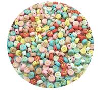500PCS 4x7mm Acrylic Letter Beads U for Friendship Bracelets Jewelry Making, Colourful Flat Round Acrylic with Golden Alphabet Beads for DIY Crafts Bracelets Necklaces Key Chains Phone Lanyard