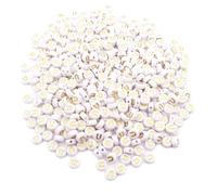 500PCS 4x7mm Acrylic Letter Beads U for Friendship Bracelets Jewelry Making, White Flat Round Acrylic with Golden Alphabet Beads for DIY Crafts Bracelets Necklaces Key Chains Phone Lanyard