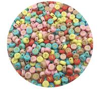 500PCS 4x7mm Acrylic Letter Beads Y for Friendship Bracelets Jewelry Making, Colourful Flat Round Acrylic with Golden Alphabet Beads for DIY Crafts Bracelets Necklaces Key Chains Phone Lanyard