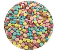 500PCS 4x7mm Acrylic Letter Beads Z for Friendship Bracelets Jewelry Making, Colourful Flat Round Acrylic with Golden Alphabet Beads for DIY Crafts Bracelets Necklaces Key Chains Phone Lanyard