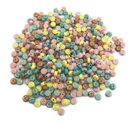 500PCS 4x7mm Acrylic Smiley Face Beads for Friendship Bracelets Jewelry Making, Colourful Flat Round Acrylic with Golden Smiley Beads for DIY Crafts Bracelets Necklaces Key Chains Phone Lanyard