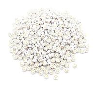 500PCS 4x7mm Acrylic Smiley Face Beads for Friendship Bracelets Jewelry Making, White Round Flat Acrylic with Golden Smile Face Beads for DIY Crafts Bracelets Necklaces Key Chains Phone Lanyard
