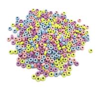 500PCS 4x7mm Acrylic Star Beads for Friendship Bracelets Jewelry Making, Colourful Flat Round Acrylic with Black Five-Pointed Star Beads for DIY Crafts Bracelets Necklaces Key Chains Phone Lanyard