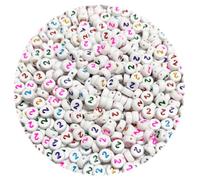 500PCS 4x7mm Arabic Numerals Beads 2 for Friendship Bracelets Jewelry Making White Flat Round Acrylic with Colourful Number Beads for DIY Crafts Bracelets Necklaces Key Chains Phone Lanyard
