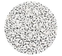 500PCS 4x7mm Arabic Numerals Beads 2 for Friendship Bracelets Jewelry Making White Flat Round Acrylic with Black Number Beads for DIY Crafts Bracelets Necklaces Key Chains Phone Lanyard