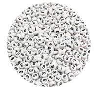 500PCS 4x7mm Arabic Numerals Beads 3 for Friendship Bracelets Jewelry Making White Flat Round Acrylic with Black Number Beads for DIY Crafts Bracelets Necklaces Key Chains Phone Lanyard