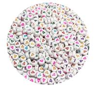 500PCS 4x7mm Arabic Numerals Beads 4 for Friendship Bracelets Jewelry Making White Flat Round Acrylic with Colourful Number Beads for DIY Crafts Bracelets Necklaces Key Chains Phone Lanyard