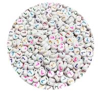 500PCS 4x7mm Arabic Numerals Beads 7 for Friendship Bracelets Jewelry Making White Flat Round Acrylic with Colourful Number Beads for DIY Crafts Bracelets Necklaces Key Chains Phone Lanyard