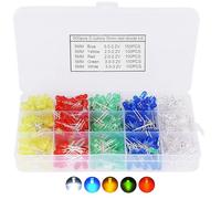 500pcs 5mm 2pin LED Light Emitting Diodes Round Head Lamp Resistor Assorted Kit,DIY, Light Lamps,5 Colors
