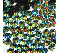 500pcs 5mm Flat Back Non-Stick Rhinestone Crystal Diamantes Nail Art & Craft Scrapbooking Embellishments 90 Available Colours (5mm, AB Black Gold/Green #A15)