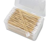 500PCS 6" Cotton Swabs in Storage Box - Long Cotton Swab with Bamboo Handle - Lint Free Cotton Swabs with Wooden Sticks - Highly Absorbent Cotton Tipped Applicators for Makeup, Gun Cleaning, Pet Care