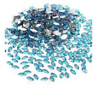 500Pcs 7 x 15mm Acrylic Sew On Rhinestones AB Clear Gems Flatback Crystal Buttons for Decoration Clothing DIY Party Decor (Light Blue) Clothing Accessories