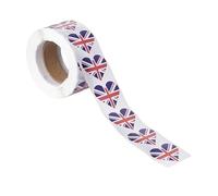 500pcs a Roll United Kingdom Flag Heart Shape Stickers for Events Flag Heart Shaped Stickers on a Roll (United Kingdom)
