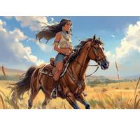 500pcs Aboriginal Girl Riding Horse Puzzles for Adults, Impossible Hard Difficult Challenging Jigsaw