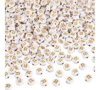 500Pcs Acrylic Letter Beads 4x7mm Golden Letter Alphabet Beads for Bracelet Necklace Making Kit Acrylic Letter Pony Bead for DIY Crafts Women Jewelry Making Keychain Supplies