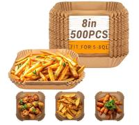 500Pcs Air Fryer Liners, 8inch(20.3cm) Disposable Air Fryer Parchment Paper for 4.5L-8L, Non-Stick & Oil Proof & Unbleached, for Air Fryer Baking Roasting Microwave Oven