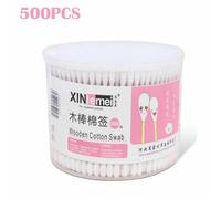 500PCS Bamboo Double Cotton Swabs Wood Sticks Buds with Case For Makeup