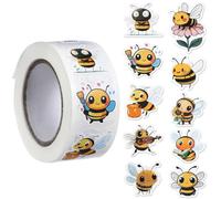500Pcs Bee Stickers, Shimmeroo Honey Bee Stickers for Crafts Waterproof Vinyl Bumble Sticker Roll for Water Bottle Laptop Phone Scrapbook Envelope Kids & Teens