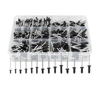 500Pcs Black Rivets, Pop Blind Rivets Set, Aluminum Dome Large Flange Riveter Assortment Kit (2.4/3.2/4/4.8mm) (6.4/8/10/12.7/16) for Metal, Storage Box, Furniture, Marine