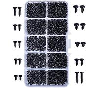 500Pcs Black Self-Tapping Screws Cross Head Self Tapping Screws Phillips Head Micro Screws Pan Head Self Drilling Screws Carbon Steel Screws with Clear Box for Plastic Wood Soft Metal M2 M2.3 M2.6 M3