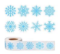 500pcs Blue Snowflake Stickers, 1.5in/38mm Christmas Snowflake Seal Stickers Roll Xmas Self-Adhesive Decal for Winter Festival Craft Envelope Decorations Party Favor Decor (8 Styles)