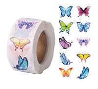 500pcs Butterfly Stickers for Kids, Colorful Small Butterfly Stickers Self-Adhesive Decorative Roll Labels for Craft Envelope Postcard