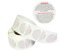500pcs Candle Warning Labels 1.5 inch Round Glossy Label Waterproof Wax Melt Safety Stickers for Candle Jars, Tins, Votives, Containers, Home DIY Candle Making