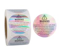 500Pcs Candle Warning Labels 1.5Inch Self-Adhesive Warning Stickers for Candle Jars, Tins, Wax Melts & Containers, Waterproof Candle Safety Labels for DIY Candle Making & Packaging Supplies