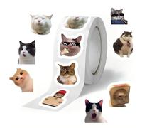 500PCS Cat Me/me Stickers Roll,Funny Cat Me/me Stickers Pack,Cute Animal Decals,Kawaii Stickers,Hilarious Waterproof Vinyl Stickers for Laptops, Water Bottles,Scrapbooking (10 Styles)