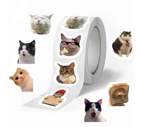 500pcs Cat Meme Stickers Roll, Cat Stickers, Waterproof Vinyl Stickers Animals, 500 Pieces, Waterproof Vinyl Material, Creative Idea for Teens Adults School