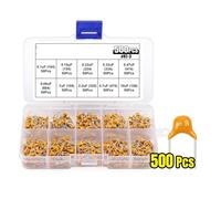 500Pcs Ceramic Capacitor Kit 0.1uF-10uF 2.2uF 4.7uF Multilayer Monolithic Ceramic Capacitor Assortment Kit 10Values x 50Pc